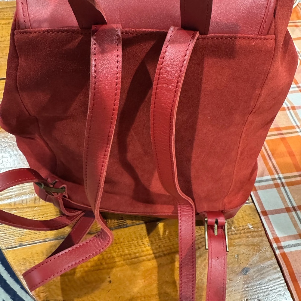 LL bean suede Red Women's Backpack bag - Picture 3 of 6